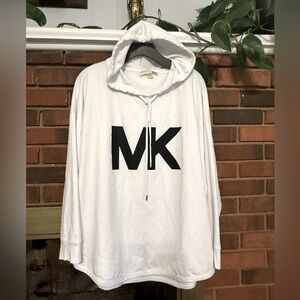#2)  Never worn White Hoodie with Black Logo Size 2X